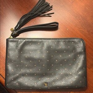 HOBO Black Leather Clutch with Tassel